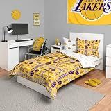 FOCO Los Angeles Lakers NBA Team Color Bed in a Bag Comforter Bedding 5 Piece Twin Set