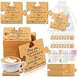 Hushee 25 Sets Employee Appreciation Valentines Day Gifts Bulk Teamwork Thank You Coasters Includes Motivational Puzzle Coasters with Cards Organza Bags for New Colleague Employee Coworkers Souvenirs