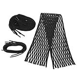 Tomotato Lacrosse Mesh String Kit Lacrosse Mesh and Strings Black Nylon Wear Proof Lacrosse Mesh Piece Woven String for Accessory