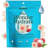 Plant People WonderHydrate Sugar Free Electrolyte Gummies - Vegan Hydration Chews with Magnesium, Potassium, Zinc, Vitamin C & Himalayan Sea Salt - Zero Sugar Lychee (42 Count)