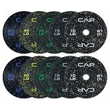 CAP 260lb Economy Speckled Olympic Bumper Plate Weight Set | Medium-bounce rubber, Steel hubs, 2-inch compatibility, Weightlifting and home gym use