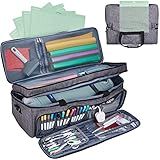 NICOGENA Double Layer Carrying Case with Mat Pocket for Cricut Maker 4, Explore 4, Multi Large Front Compartments for Tools, Accessories and Supplies, Grey