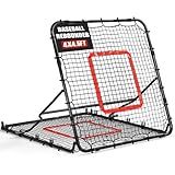 Storgem Baseball Rebounder Net, 4x4.5 Ft Soccer Rebounder with 5 Adjustable Angles, Double Sided Pitch Back Trainer for Baseball/Softball/Soccer/Volleyball/Lacrosse Training