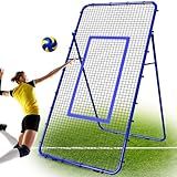 Adjustable Volleyball Rebounder Net 7x4 FT, Steel Frame & High-Tension PE Netting, Durable & Portable Volleyball Training Equipment Practice for Improving Volleying, Bumping, Spiking Skills (Blue)