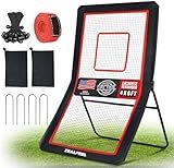 ZEALFEEL Lacrosse Rebounder, 4x7FT/4x6FT Lacrosse Rebound for Backyard with 5 Rebound Angles, Target Strip, Bounce Back Net Perfect for Lax Baseball Volleyball & Soccer Practice