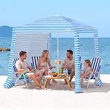 Qipi Beach Cabanas for Sand, Foldable Beach Canopy with Sandbags 6.5'