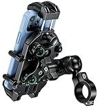 BRCOVAN Anti-Theft Motorcycle Phone Mount Holder with Vibration Dampener & High-Speed Secure Lock, Adjustable Size Handlebar Cellphone Cradle for Bike Bicycle Scooter ATV, Fit 5.4-7.2'' Smartphone