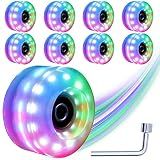 8 Pack Roller Skate Wheels with Bearings Installed Quad Light Up Wheels