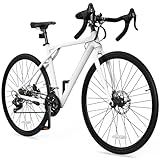 YITAHOME 700C Road Bike, 21 Speed Commuter Bicycle for Men Women, Lightweight Aluminum Frame Racing Bike, Adult Bicycle with Dual Disc Brake