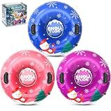 Menmek Snow Tube, 36‘’ 3Packs/4Packs Snowman Snow Tubes for Kids & Adults, Durable Cold-Resistant PVC Inflatable Snow Sled, Heavy-Duty Hard Bottom & Handles, Perfect for Family Boys Girls Sports Fun