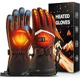 Cauasock Heated Gloves, Rechargeable Heated Gloves for Men Women, Waterproof Electric Heating Ski Gloves with Touchscreen for Cold Weather Motorcycle Skiing Snowboarding Hiking Hunting Gifts