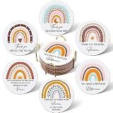 48 Pcs Thank You Appreciation Coasters Set for Teacher, Back to School Teacher Gift Coasters with Cork Rainbow Water Absorbent Farmhouse Cup Mat Team Gifts for Coworker Employee Office Staff