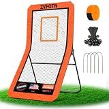 Lacrosse Rebounder net for Backyard, 4x7FT Adjustable Pitchback & Bounce Back Net with Target Strip,Durable Multi-Sport Practice Tool for Soccer Baseball Volleyball Training Equipment,Orange