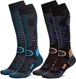 Ozaiic Merino Wool Ski Socks Mens Womens 2 Pairs for Skiing, Snowboarding, Thermal Knee High Winter Warm Sports Performance Socks