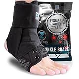 Z ATHLETICS Ankle Brace for Women & Men - Lace Up Adjustable Support with Side Stabilizers for Sprained Ankle, Achilles Tendonitis Relief | Basketball, Volleyball, Running & Sports Recovery