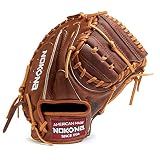 NOKONA W-3350C Handcrafted Walnut Baseball Catcher's Glove - Right Hand Throw, Closed Web, Adult 33.5 Inch Mitt, Made in the USA