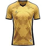 Arcarius Men's SOL Performance Soccer Jersey - Short Sleeve Moisture Wicking Athletic Training Shirt, Gold/Black, Large