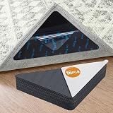 Tiergrade 16 Pcs Rug Tape,Anti Slip Rug Pads Grippers for Hardwood Floors and Tiles,with Strong Adhesive Grid Backing-No Residue,Reusable Carpet Tape, Double-Sided Adhesive Rug Stickers