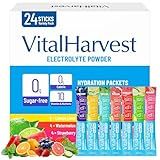 24 Sticks Electrolytes Powder Packets 7 Flavors Sugar Free Hydration Packets Liquid Daily IV Drink Mix, Low Sodium, Lemon Lime, Watermelon, Strawberry, Grape, Grapefruit, Lemon Cucumber, Mint