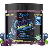zipvit Creatine Monohydrate Gummies (5g) – Pre-Workout Energy & Muscle Growth Support for Men & Women | Blueberry Electrolyte Gummies (135 Count)