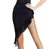 Womens Fringe Latin Dance Skirt Ballroom Salsa Tango Dance Practice Hip Scarf Performance Dress Costume Wrap Skirt Dancewear (US, Alpha, One Size, Regular, Regular, Standard, Black)