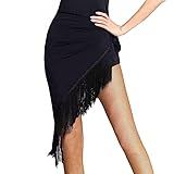 Womens Fringe Latin Dance Skirt Ballroom Salsa Tango Dance Practice Hip Scarf Performance Dress Costume Wrap Skirt Dancewear (US, Alpha, One Size, Regular, Regular, Standard, Black)