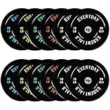 Fitvids Olympic Bumper Plates Set 2' Weight Plates for Strength Training & Weightlifting Set: 280 lbs (4x 10LB+2x 15/25/35/45 LB Pairs)