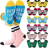 Glitopper 12 Pairs Best Team Ever Gift Socks Bulk Employee Appreciation Gifts for Women Men Staff Coworker Teacher(Multiple Colors,Team)