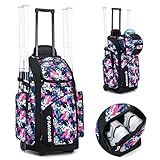 KAVIGOR Rolling Baseball Bag with Wheels, 60L Capacity Softball Bag Holds 4 Bats for Boys and Girls, Youth Equipment Bag with Shoe Compartment