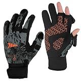 KastKing Mountain Mist Winter Fishing Gloves,Fleece Lined & Waterproof Back