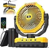 Korbot 36000mAh Portable Camping Fan - 120HRS Rechargeable Fan with Detachable Battery with LED & Remote - 4 Speeds Battery Powered for Tent,Travel, Office, Jobsite