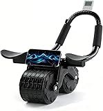 2026 Upgraded Automatic Rebound Ab Roller with Elbow Support, Dual Wide Wheel Ab Workout Equipment for Core Strength Training, Silent Ab Wheel for Beginners Men Women Home Gym Fitness (Black)