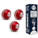 Growmite Soft Rubber Red & White Cricket Balls for Practice, 3 Pack, Hand-Stitched Seam, Realistic Feel, True Bounce & Swing, Indoor & Outdoor Training for Batting, Bowling & Coaching