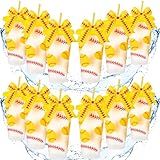 Skylety 12 Sets Sports Plastic Tumbler with Lid and Straw Bow Decorated 24oz Reusable Ball Themed Plastic Cups Sports Gifts for Fan Friend Birthday Ball Team Party Supplies(Softball,Yellow)