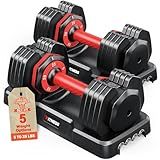 Rendpas Adjustable Dumbbells Set of 2, Select Weight Dumbbell Set, 5 in 1 Free Dumbbell Set with Anti-Slip Texture Handle, Weight Set For Home Gym Suit both Men and Women (25lb 2pcs)