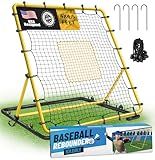 JOLORLY Heavy Duty Baseball Rebounder Net Fielding Trainer Pro Softball Pitch Back with 3 Adjustable Angles Bounce for Ground, Line Drive, Fly Ball Return Settings (4x4.5 ft)