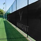 Vermont Tennis Court Privacy Screen – 90% Shade | 6’ x 60 or 6’ x 40’ Tennis Court Wind Screen Shade Cover – Green, Navy or Black [Optional Logo] (with Logo, Black, 60ft x 6ft)