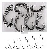 60pcs Offset Worm Hook High Carbon Steel Wide Gap Bait Jig Fish Hooks with Plastic Box #1-5/0