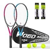Pro Tennis Racket for Adults, 2 Player 27 inch Speed Tennis Racquet Acceptable for Beginner and Professional with 3 Tennis Balls, 2 Vibration Dampes, 2 Overgrips, Tennis Bag