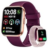 Woneligo Smart Watch for Women, Answer/Make Calls, Alexa Built-in, 1.85" Touch Screen Fitness Tracker for Android & iPhone, Heart Rate/Sleep/SpO2 Monitor Smartwatch, Waterproof (Deep Purple)