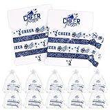 Yuxung 12 Pack Cheer Gifts Cheerleader Girl Hair Ties Bracelets with Organza Bags Elastic Glitter Bands Cheerleading Team Spirit Accessories Cheer Ponytail Holder for Girls Women Christmas Favor(Blue)