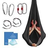 Aum Active Aerial Yoga Hammock Swing, 4.5 Yards, Black, with Hardware