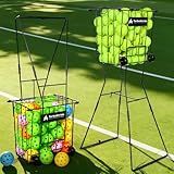 TurboStride Portable Tennis Ball Hopper, Pickleball Picker, Large Capacity, No Assembly for Easy Transport for Picking and Storage Training Tool for Ball (Basket with Wheels)