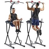 Sunny Health & Fitness Captain’s Chair Full Body Multi-functional Power Tower with Adjustable Pull-Up Bar, Rock-Climbing Grip, Dip Station, Push-Up Bar, Total Home Gym Strength Training - SF-XF922081