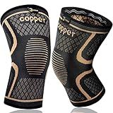 Copper Knee Braces for Men and Women (2 pack) -Knee Supports Copper Compression Knee Sleeve for Knee Pain, Arthritis, Sports and Recovery Support (Large)