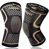 Copper Knee Braces for Men and Women (2 pack) -Knee Supports Copper Compression Knee Sleeve for Knee Pain, Arthritis, Sports and Recovery Support (Medium)