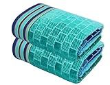 COTTON CRAFT Oversized Beach Towels - 2 Pack XXL 35x84 - The Big Kahuna 7 Foot Extra Large Beach Blanket Towel - Big & Tall - 100% Cotton Jacquard Velour Soft Luxury Towel - Pool Bath - Blue Tiles
