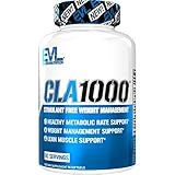 Evlution Conjugated Linoleic Acid CLA Pills - CLA 1000mg Diet Pills to Support Weight Loss Fat Burning Lean Muscle and Faster Metabolism - Stimulant-Free Safflower Based Fat Loss Support - 90