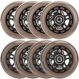 HeyZomm Inline Skate Wheels Outdoor & Indoor Inline Skate Replacement Wheels 85a Roller Hockey Wheels w/Bearings ABEC-9 & Floating Spacers, 64mm 70mm 72mm 76mm 80mm 84mm 90mm Dia, 8-Pack (76mm, Black)