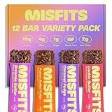 Misfits Protein Bars - High Protein Candy Bars | Gluten Free Plant Based, Low Sugar & Carb, High Fiber Snacks | Variety Pack of 12 (4 Flavors)
